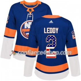 Adidas Maillot de Hockey New York Islanders Nick Leddy 2 2017-2018 Bleu USA Flag Fashion Authentic - Femme